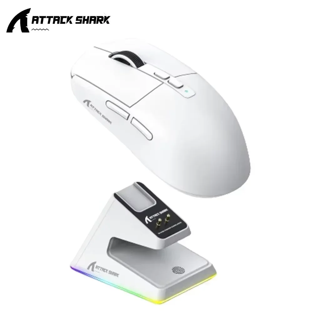

Attack Shark X6 Wireless Gaming Mouse Paw3395 with Charger Base Tri Mode TTC Gold Wheel Encoder E-Sports Mouse PC Accessories