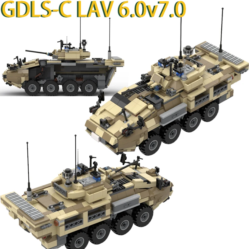 MOC Modern Canada Army Soldier Vehicle GDLS-C LAV 6.0v7.0 Mini Model Bricks Special Force Armored Car Building Blocks Toys Gifts