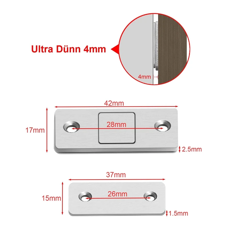 Magnetic Catch, Ultra Thin Door Magnet, Pack Of 8 Magnetic Clasp, Door Magnets, Self-Adhesive Door Closer