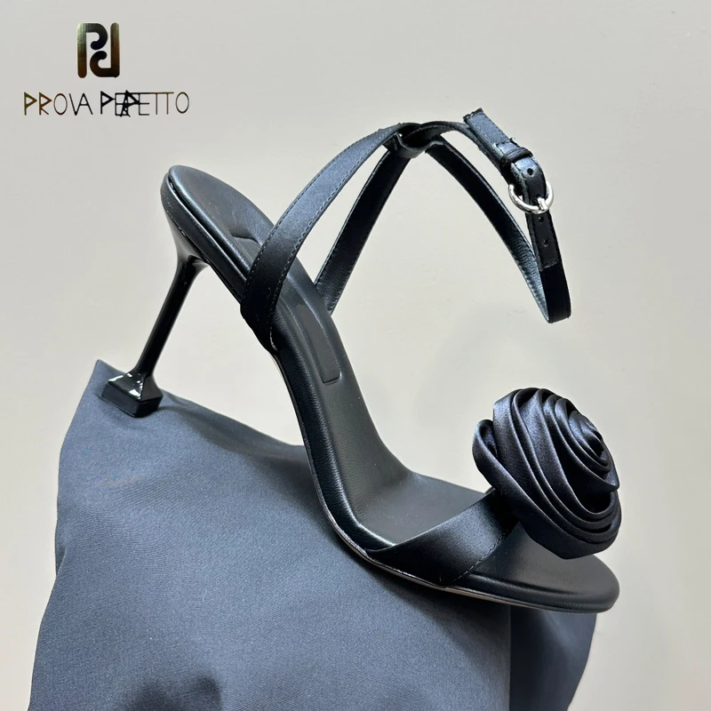 

Rose Flower Ladies Beautiful Summer Sandal Shoe Open Toe One Word Strap Ankle Buckle Thin Heel Sexy Party Wedding Sapatos Mujer