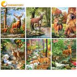 CHENISTORY Rhinestones 5D Diamond Painting For Handiwork Cross Stitch Kits Deer Mosaic Diamond Art Home Decor Gift Animals