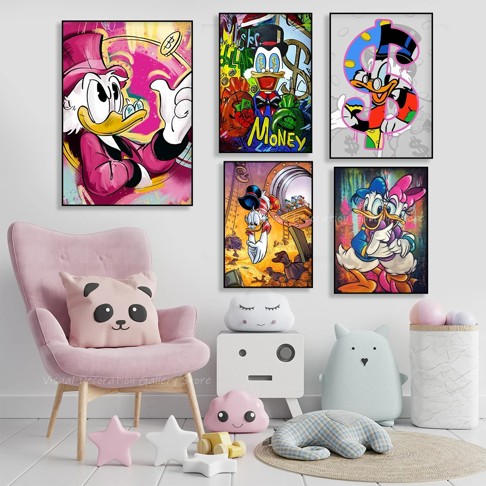 

Disney Abstract Graffiti Donald Duck Poster Street Wall Art Canvas Painting Living Room Home Bedroom Decoration Painting Gifts