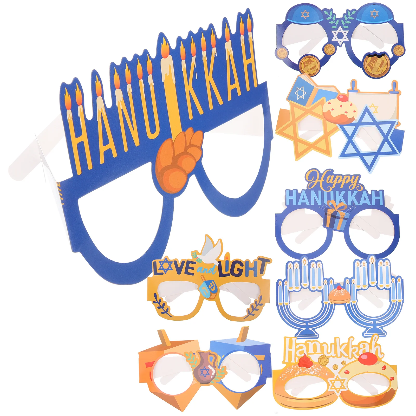 

8 Pcs Ornaments Hanukkah Glasses Candlesticks Eyeglasses Illumination Party Supplies