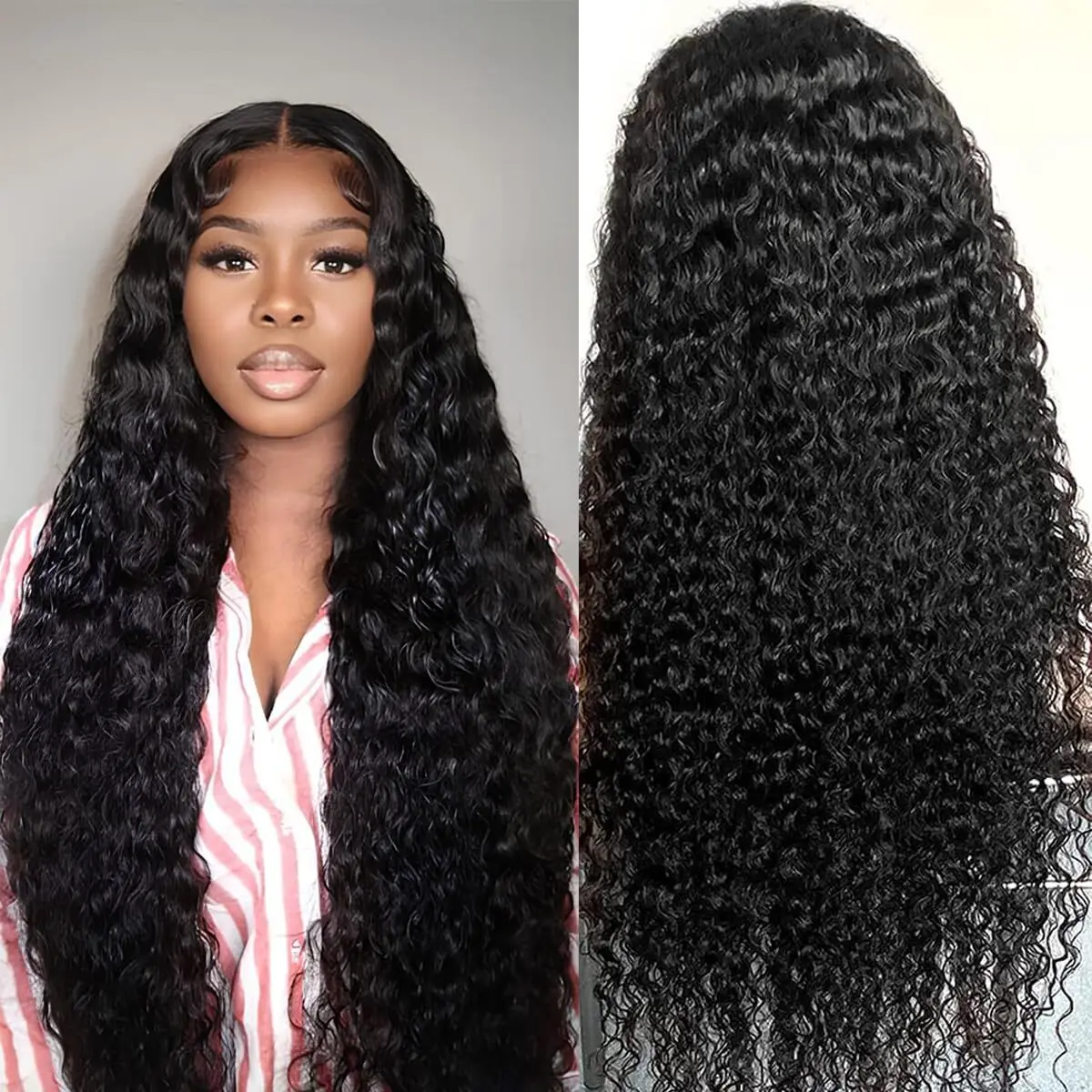 

Wear to Go Glueless Wigs Human Hair Preplucked Hairline Deep Wave Pre-cut 5X5 Lace Closure Wigs Human Hair Natural Black