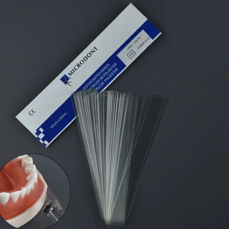 200Pcs Dentistry Interdental Spacer Disposable Dentists Polyester Film Forming Sheet Dental Whitening Tools 100*10*0.05Mm