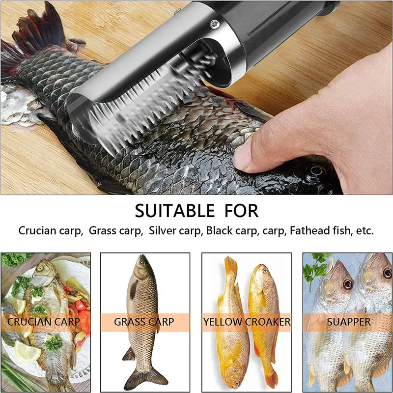 Cordless Electric Fish Scraper Waterproof Fish Scale Remover Cleaner EU US Plug Automatic Fish Scraper Utensils Seafood Tools