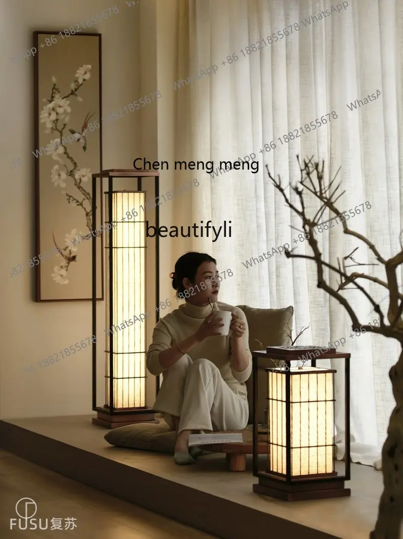 zq Desk lamp, Japanese living room, retro floor lamp, Zen tea room, study, home stay restaurant, landscape lamp