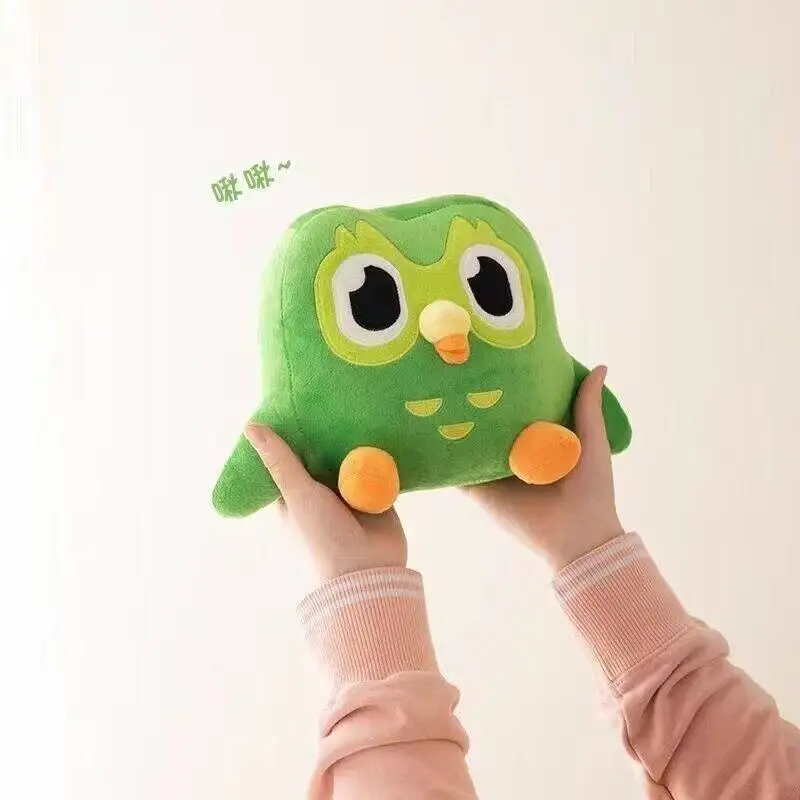 Zielona pluszowa sowa Duolingo dla dzieci, Duo Plushie, Sowa z kreskówki, Lalka sowa anime, Miękka pluszowa zabawka, Prezent urodzinowy