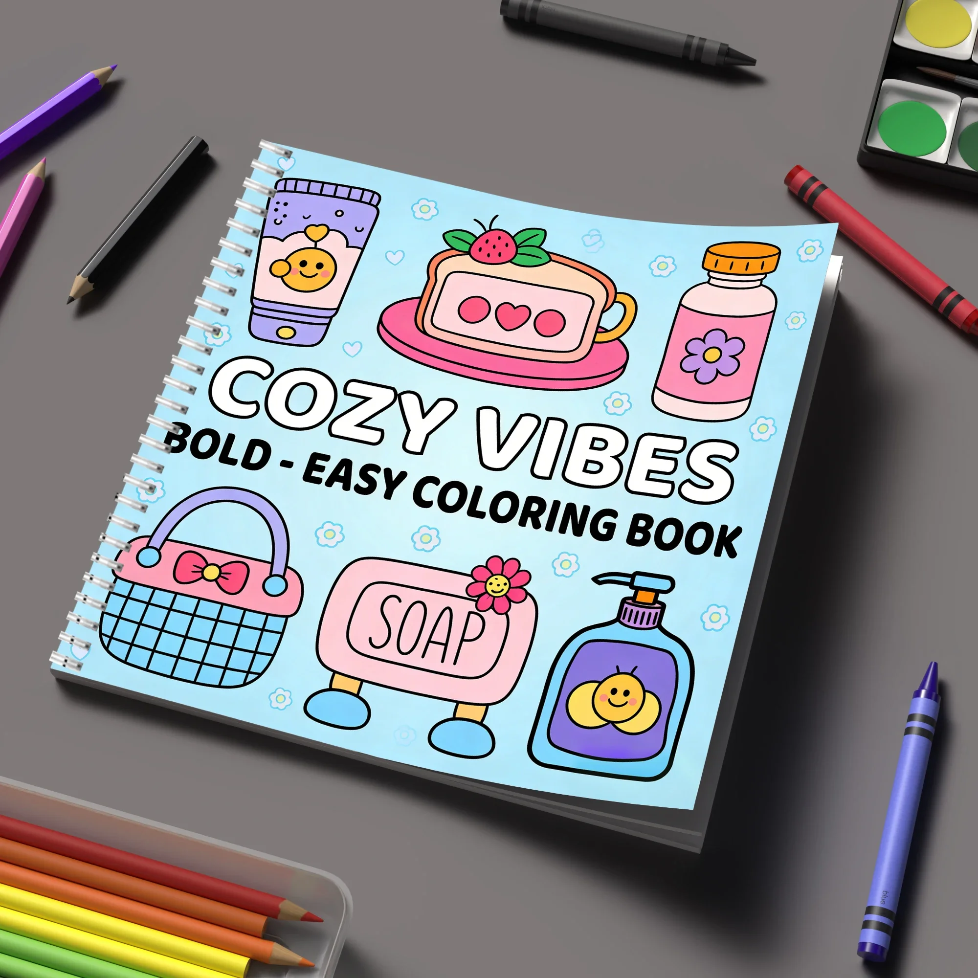 Coloring Book Cozy Vibes for Adult Colouring Book, Birthday Day Gift, Back to School Supplies, Adults Cute Drawing Book