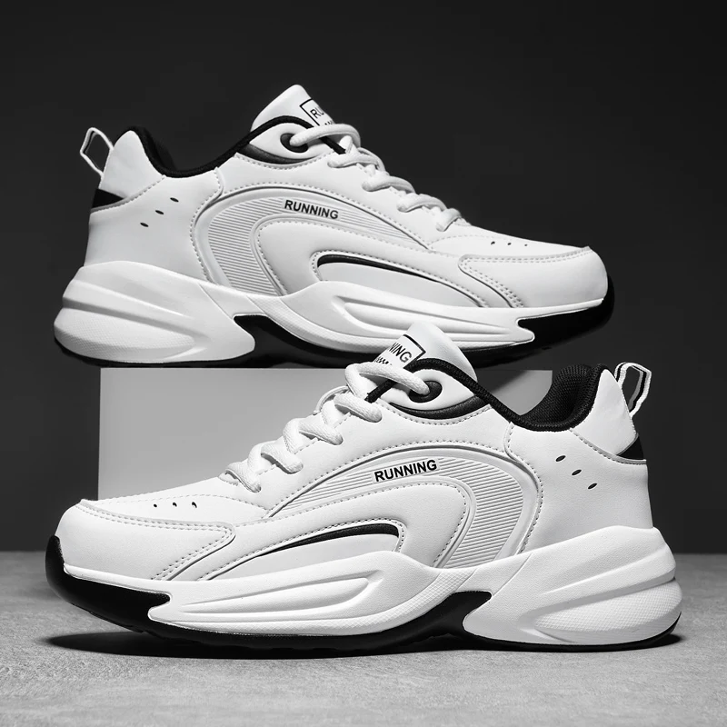 

Men Sports Running Shoes Outdoor Walking Soft Casual Sneakers Fashion Designer Leather Sneaker Waterproof Men's Tennis Masculina