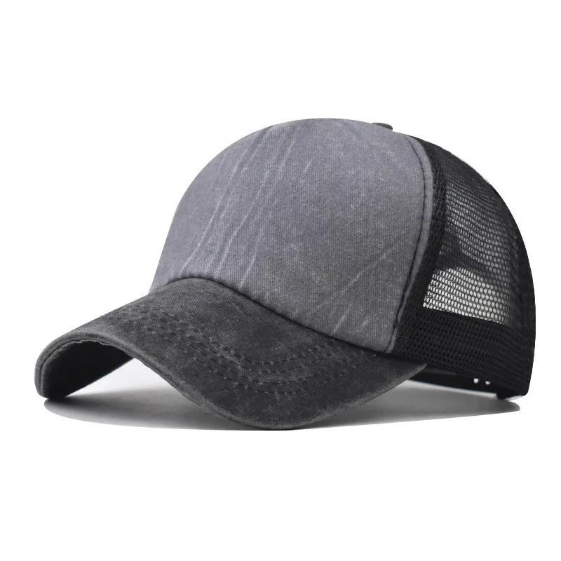 Baseball Cap Adult Net cap Water washing Pure color Scrubbing effect Summer hat Logo Custom Breathable hat shade Cap