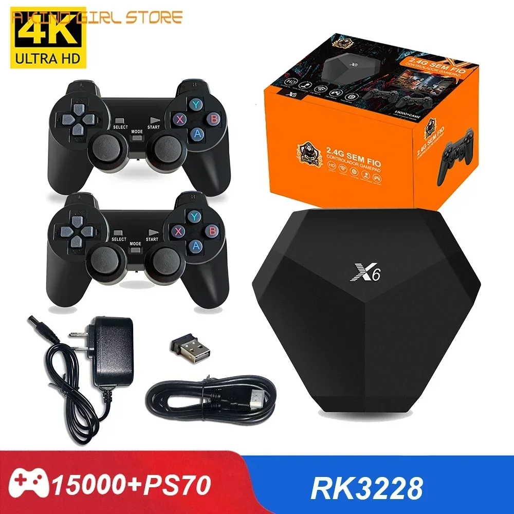 X6 4K HD Video Game Console Box Retro Console Wireless Controller Built In 15000+ Classic Games Mini Game Box For PS1 Games 70+