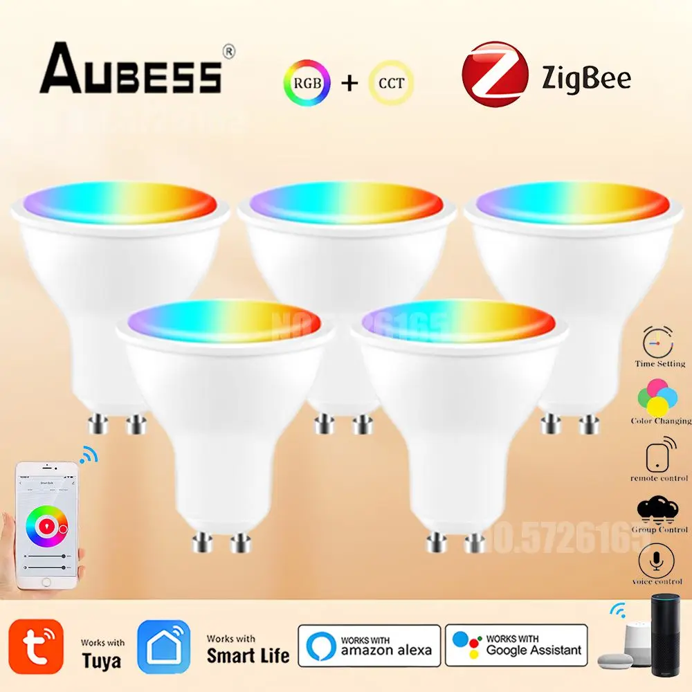 

TUYA Zigbee Smart GU10 Light Bulb Spotlight 5W Dimmable LED Light Bulb Voice Control work with Alexa Google Home Yandex Alice