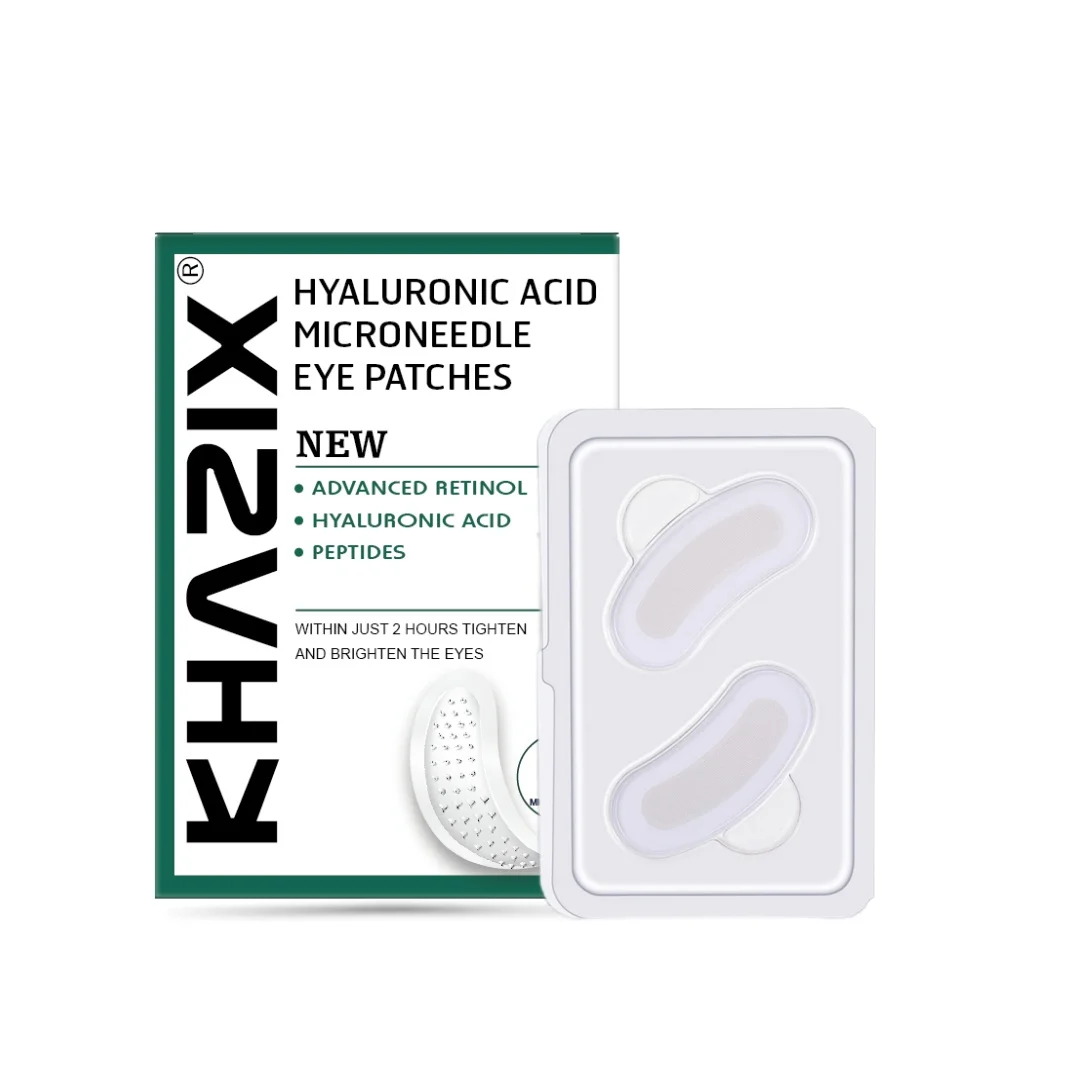 1 par de parches para ojos con microaguja de ácido hialurónico, parches de aguja dermoabrasión.