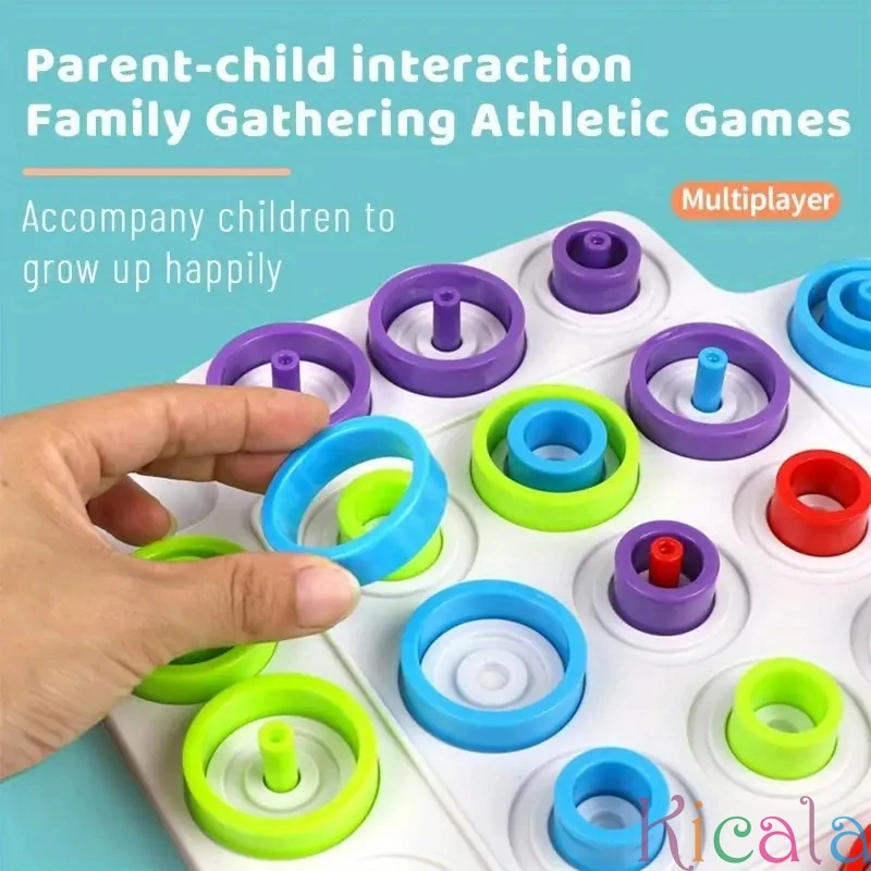 Board Game Early Childhood Teaching Tic-tac-toe Fun Loop Game Color Cognitive Interactive Puzzles Board Game Ferrule Chess Toy