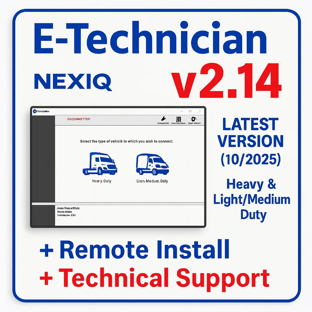 

NEXIQ E-TECHNICIAN 2.14 [10.2025] Trucking Industry Heavy-duty Diagnostic Capability for Engines Transmission Brakes
