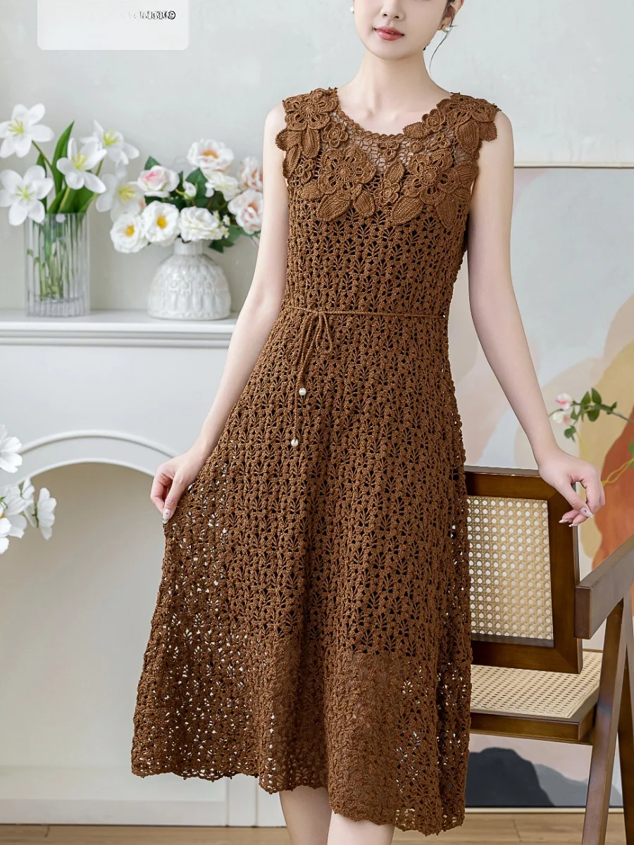 

Handmade DIY Lace Yarn Ball Material Kit Vest Skirt Set Cotton Thread Summer 2024 Fashion Handcraft Clothing Fabric Accessories