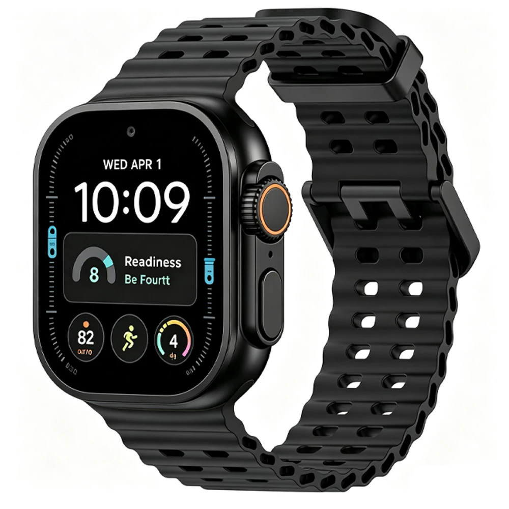 Ocean Silikonarmband für Apple Watch Band Ultra 4/3/2/1 49mm Serie 12 11 10 46mm Komfortables Armband IWatch 9 8 7 6 5 4 SE 45/44mm – Detail 2