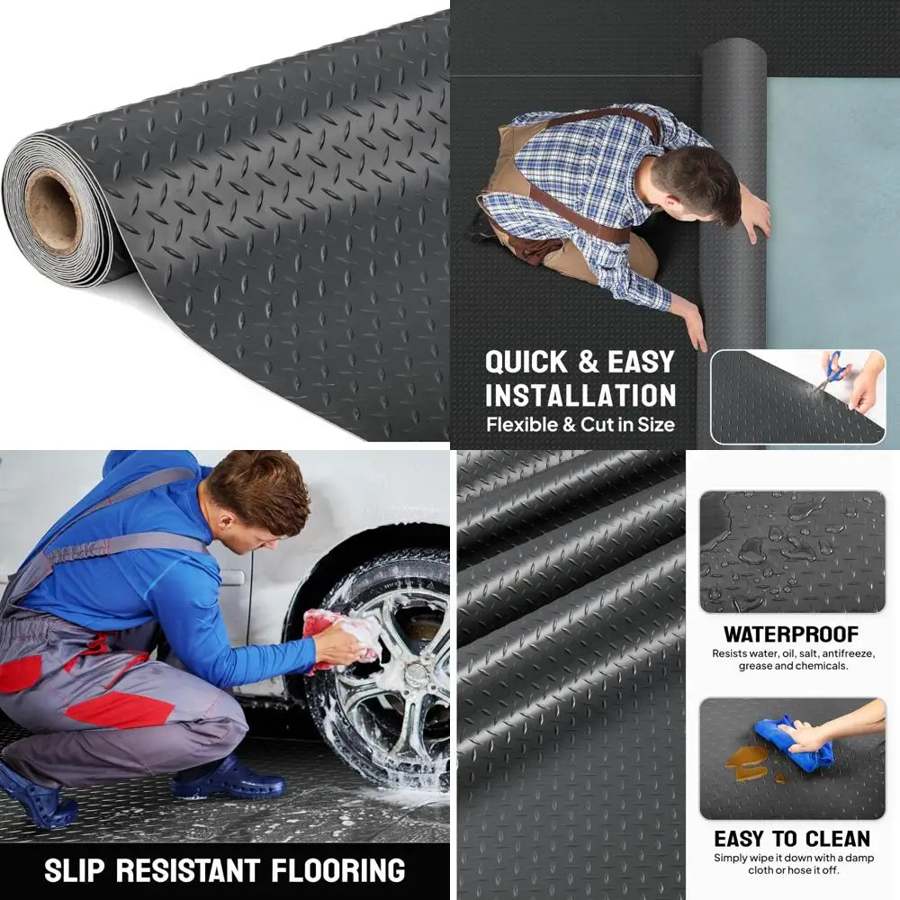 سجادات جراج PVC سميكة من الألواح الماسية لفة أرضية للسيارة تحت السيارة، 7'87 × 22 قدم، حصيرة ركن السيارة مع متانة محسنة