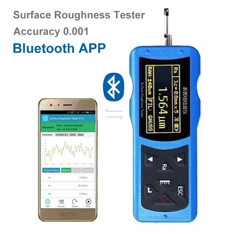 Digital Surface Roughness Tester Support Bluetooth APP Portable Roughness Measuring Instrument Accuracy 0.001 Ra Rz Rq R3z Rsk