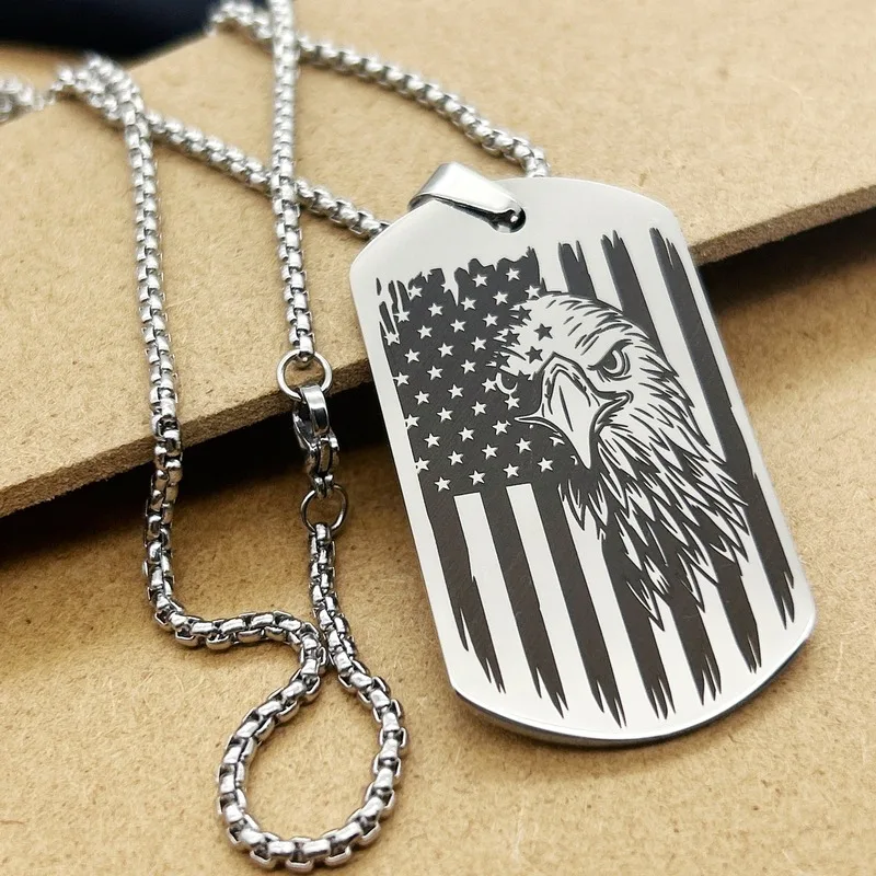 Eagle Military Pendant Necklace for Men Titanium Steel Hip Hop Style Unfading Durable Fashion Jewelry Accessory