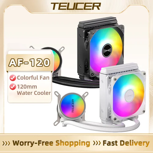 TEUCER AF-120 enfriador de agua 12cm RGB ventilador procesador disipador de calor 120mm PC radiador de refrigeración por agua para intel 2011/1700/155X AMD AM4 AM5