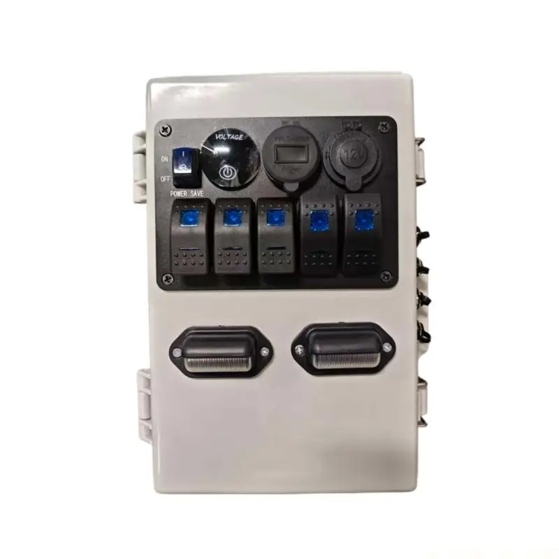 J0MA Professional Waterproof 5 Gang Rocker Switches Box For Marine And Boat 12V 24V