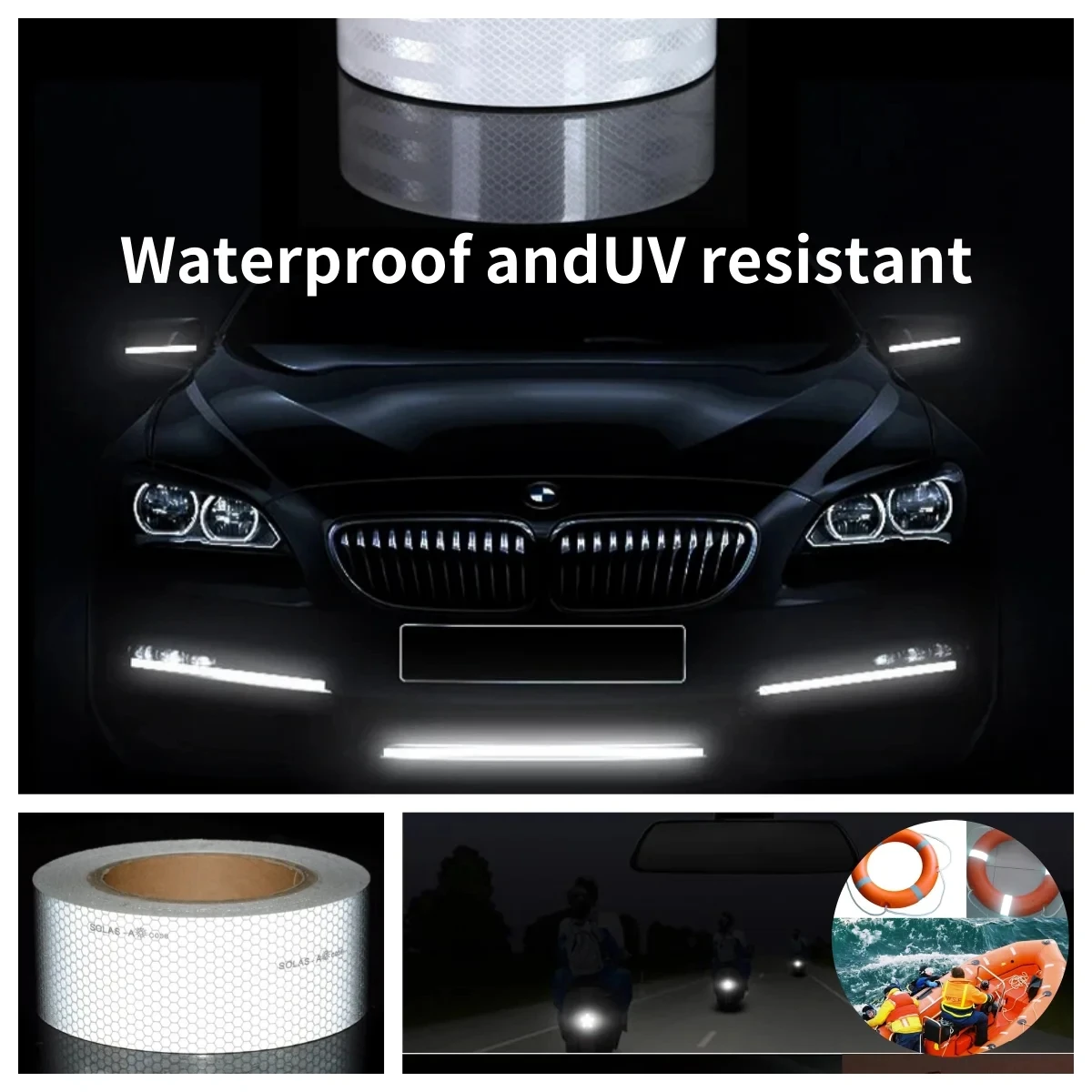 5CMx45M White PET Reflective Material Self-Adhesive Tapes Car Stickers Waterproof Diamond Grade Reflectors Film For Truck Trails