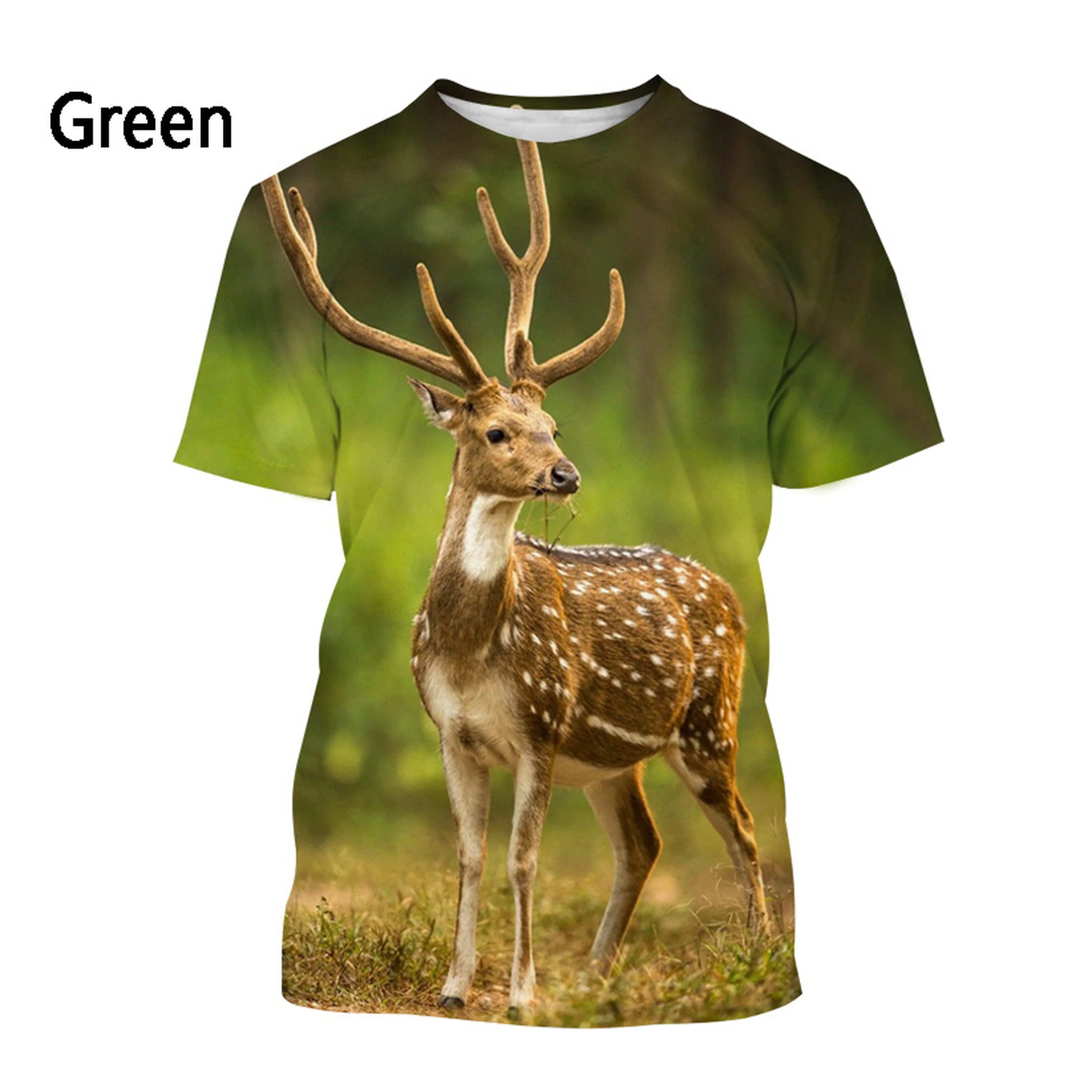 Animal Deer T-Shirt Men's Fashion T-Shirt Summer Casual Short Sleeve 3D Printed T-Shirt