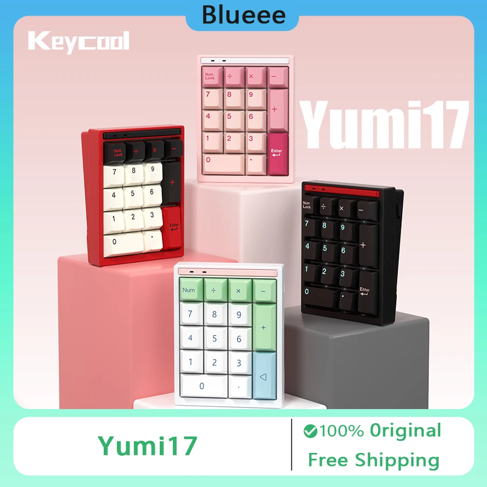 

New Keycool YUMI17 Mechanical Keyboard Tri-Mode 17key RGB Gasket CNC Aluminum Alloy Esports Game Office Mini Keyboard