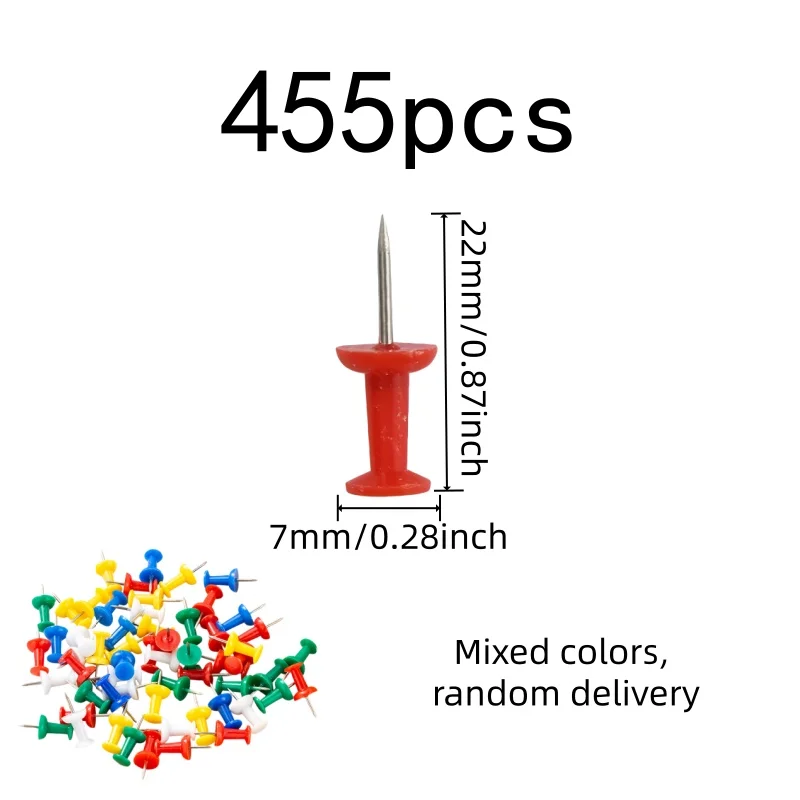 455 pcs I-Shape Map Pins, Sharp Steel Pin Point for School Cork Board, Sturdy Bent Resistant great for DIY Craft Display