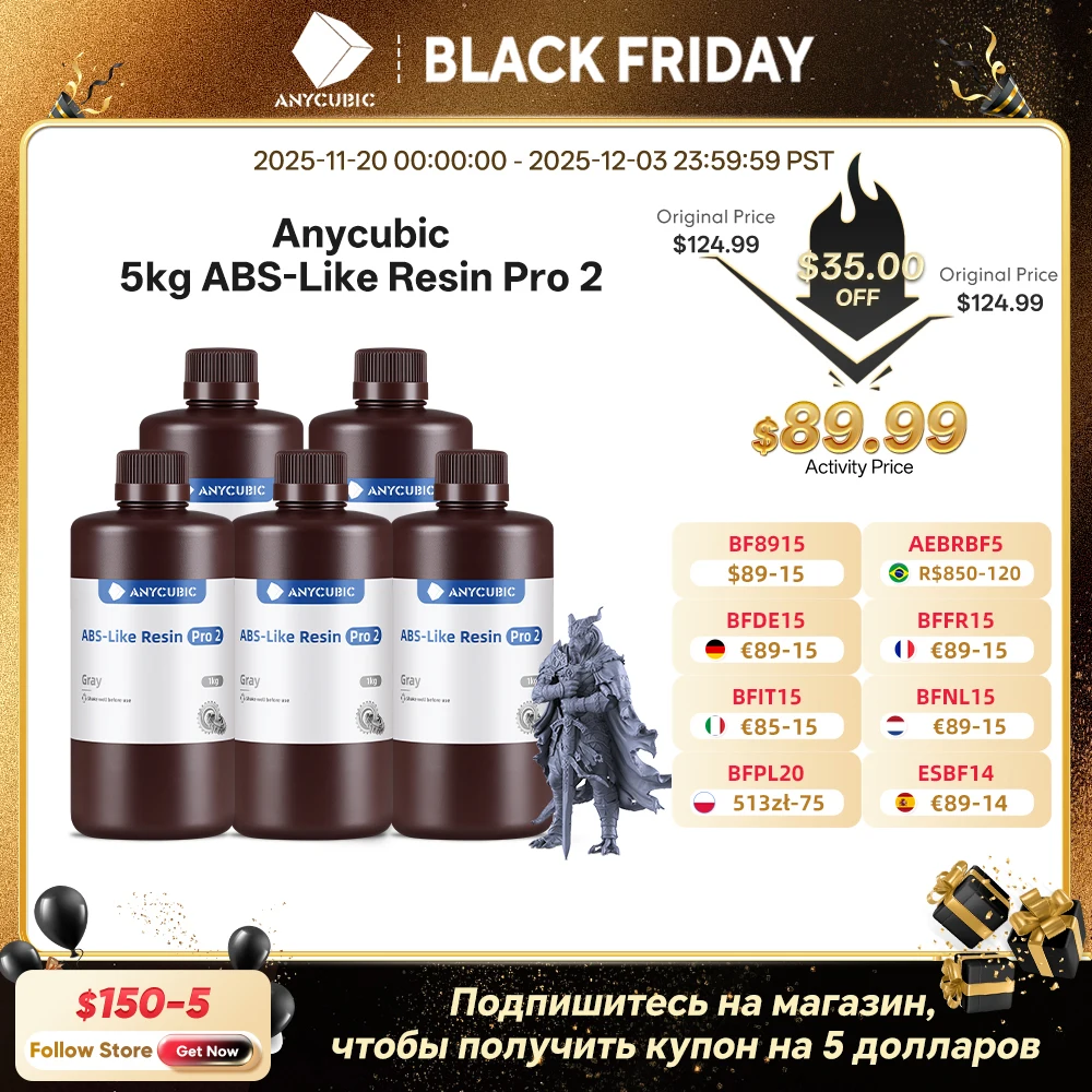 

Newest Anycubic ABS-Like+ Resin Pro 2 Rapid UV Curing 405nm Standard Photopolymer Resin ABS 3D Resin High Precision for LCD