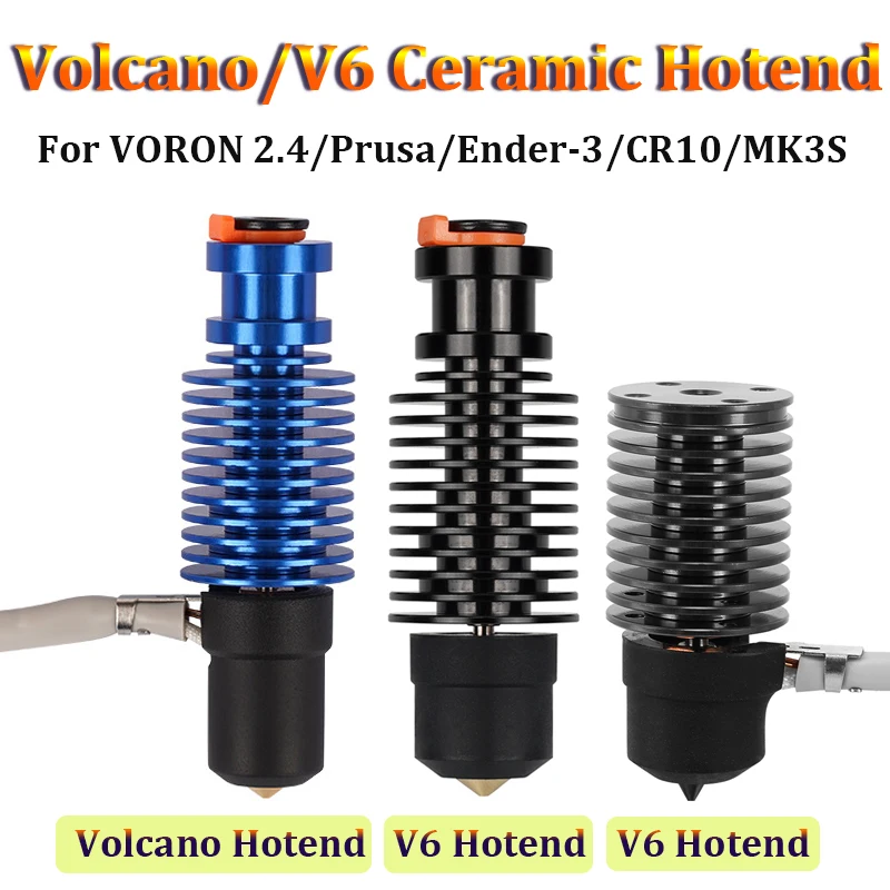 

24 В 50 Вт 60 Вт Volcano Hot End V6 Hotend для 3D-принтера Voron 2,4, керамическая печатающая головка с нагревательным сердечником для Voron Prusa Ender 3 CR10 MK3S