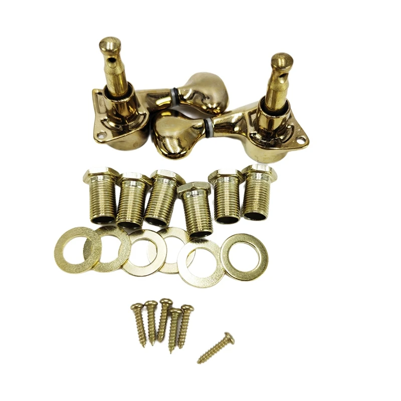 6 Pcs Small Fish-Tail Button Sealed-Gear String Tuning Pegs Tuners Machine Heads For Acoustic Electric Guitar image 2