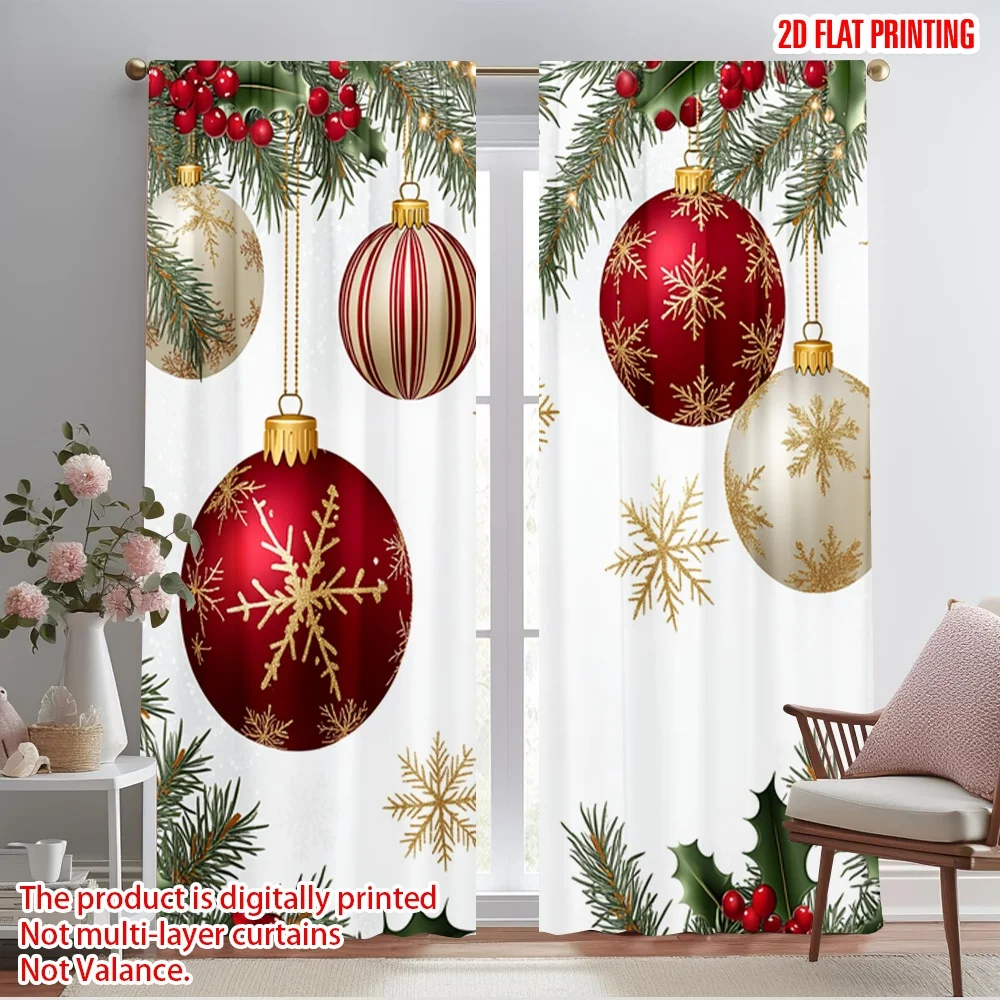 2pcs,2D plane printing Contemporary Curtains Christmas Ornaments Snowflakes Garland (3) Polyester (without rod) Festive Use for