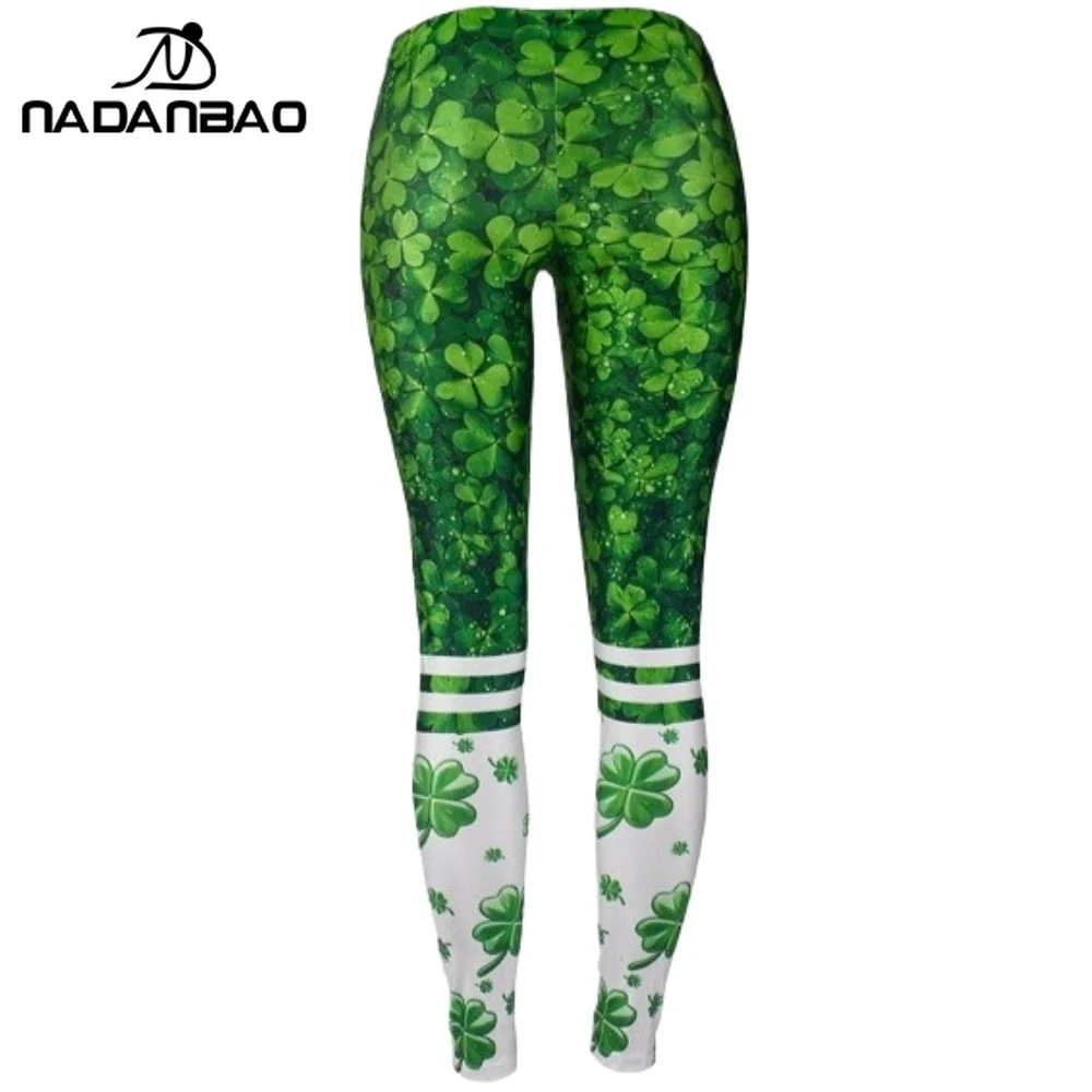

Nadanbao женские леггинсы с принтом листьев клевера на день Святого Патрика, весенние тонкие длинные брюки, брюки со средней талией, спортивные штаны для бега и фитнеса