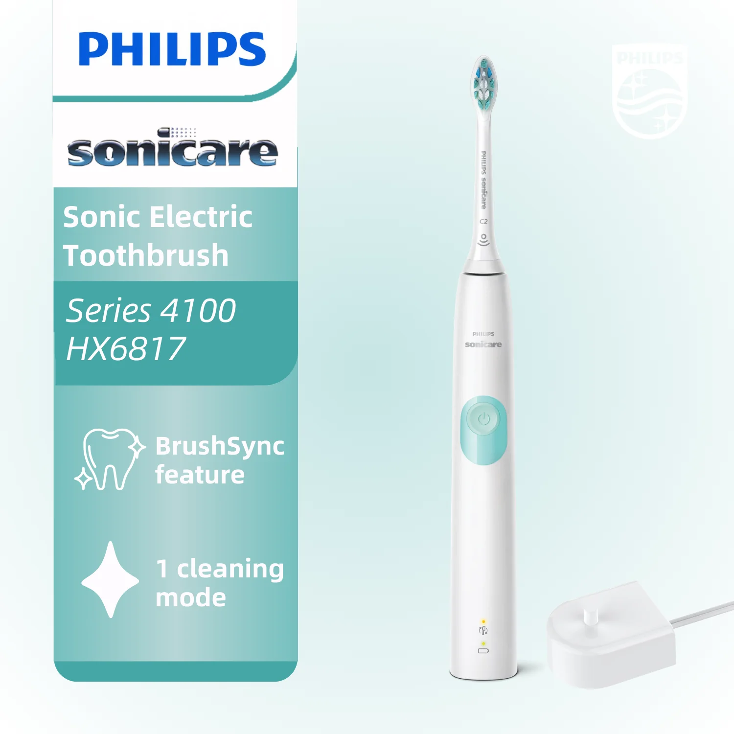 

Philips Sonicare ProtectiveClean 4100 Sonic electric toothbrush HX6817, 1 Cleaning Mode, Built-in Pressure Sensor