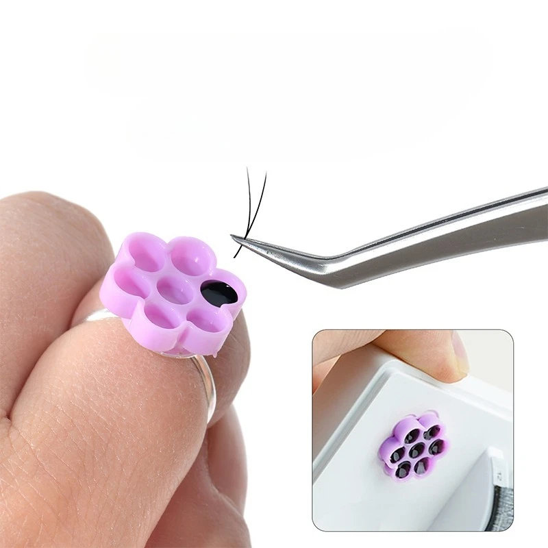 120pcs Eyelash Extension Glue Holder Honeycomb Shaped Eyelash Glue Cups With Ring for Women Girls Eyelash Extension Supplies - view 5