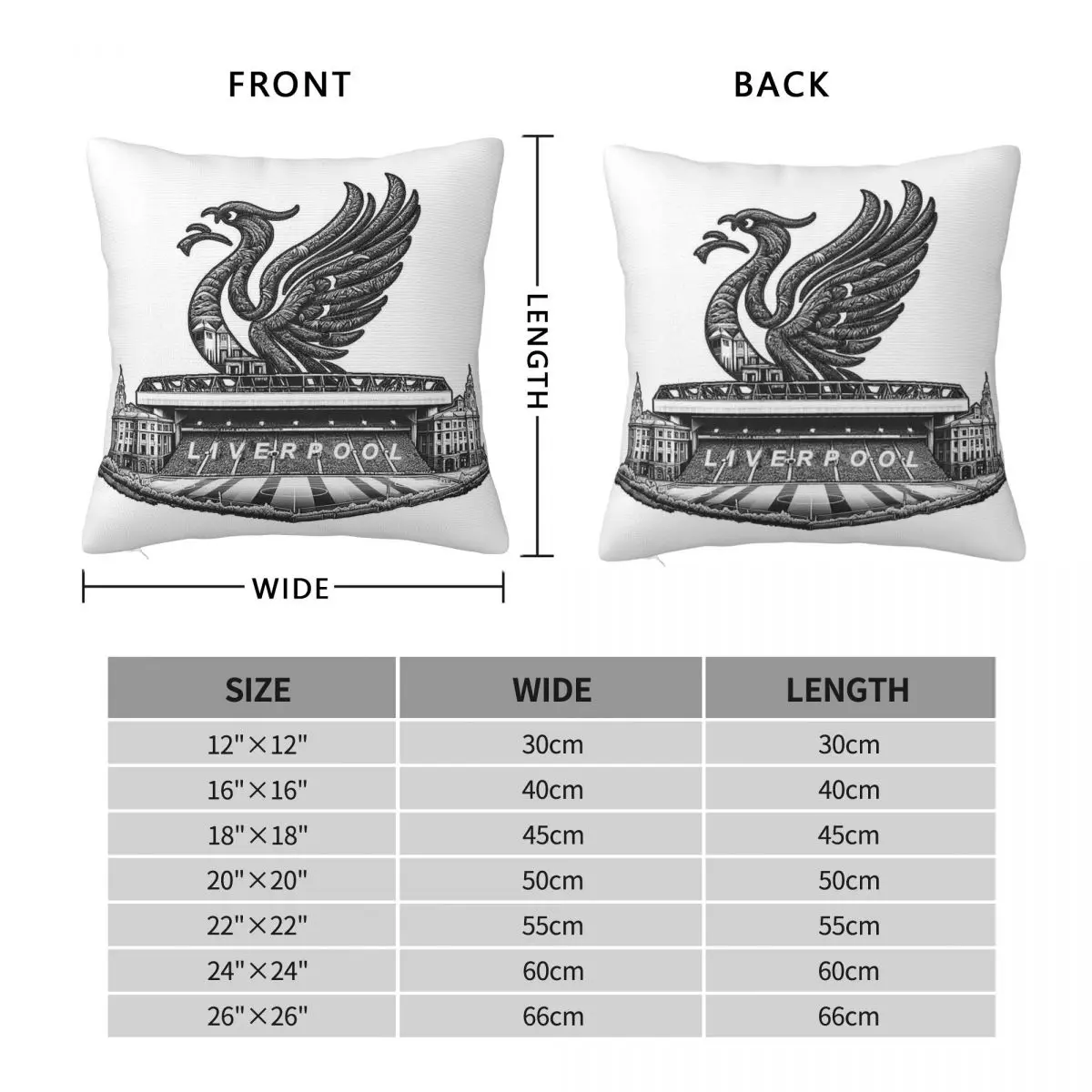 Liverbird Anfield Stadium Pillowcase Polyester Linen Velvet Pattern Zip Decor Sofa Seater Cushion Cover 18