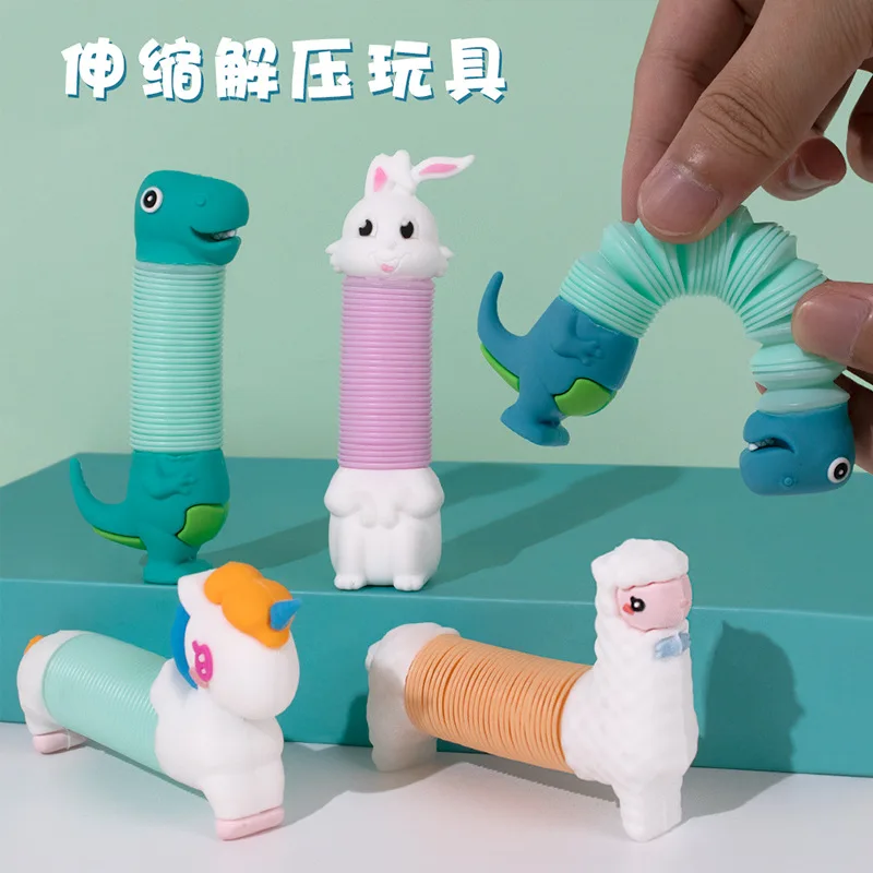 Unicorn telescopic tube toy, versatile LaLaLaLe vent novel children's toy