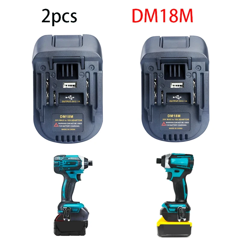 Adattatore batteria 1/2pcs per Milwaukee per Dewalt a per batterie Makita Bl1830 Bl1850 per utensili batteria Dewalt DM18M adattatore USB