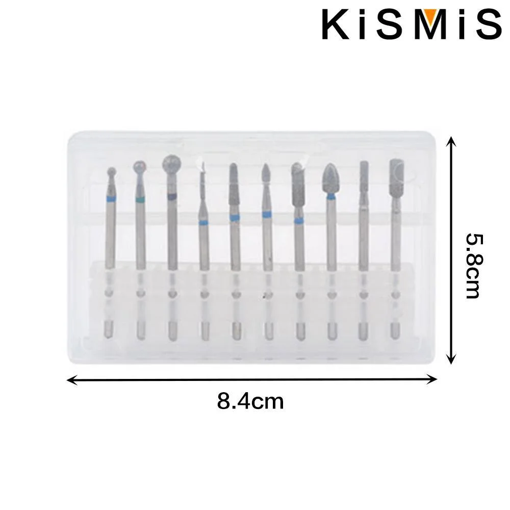 Set di punte per trapano per unghie da 10 pezzi Strumenti elettrici professionali per manicure per lucidatura del gel Lime per unghie Frese Accessori di rotazione