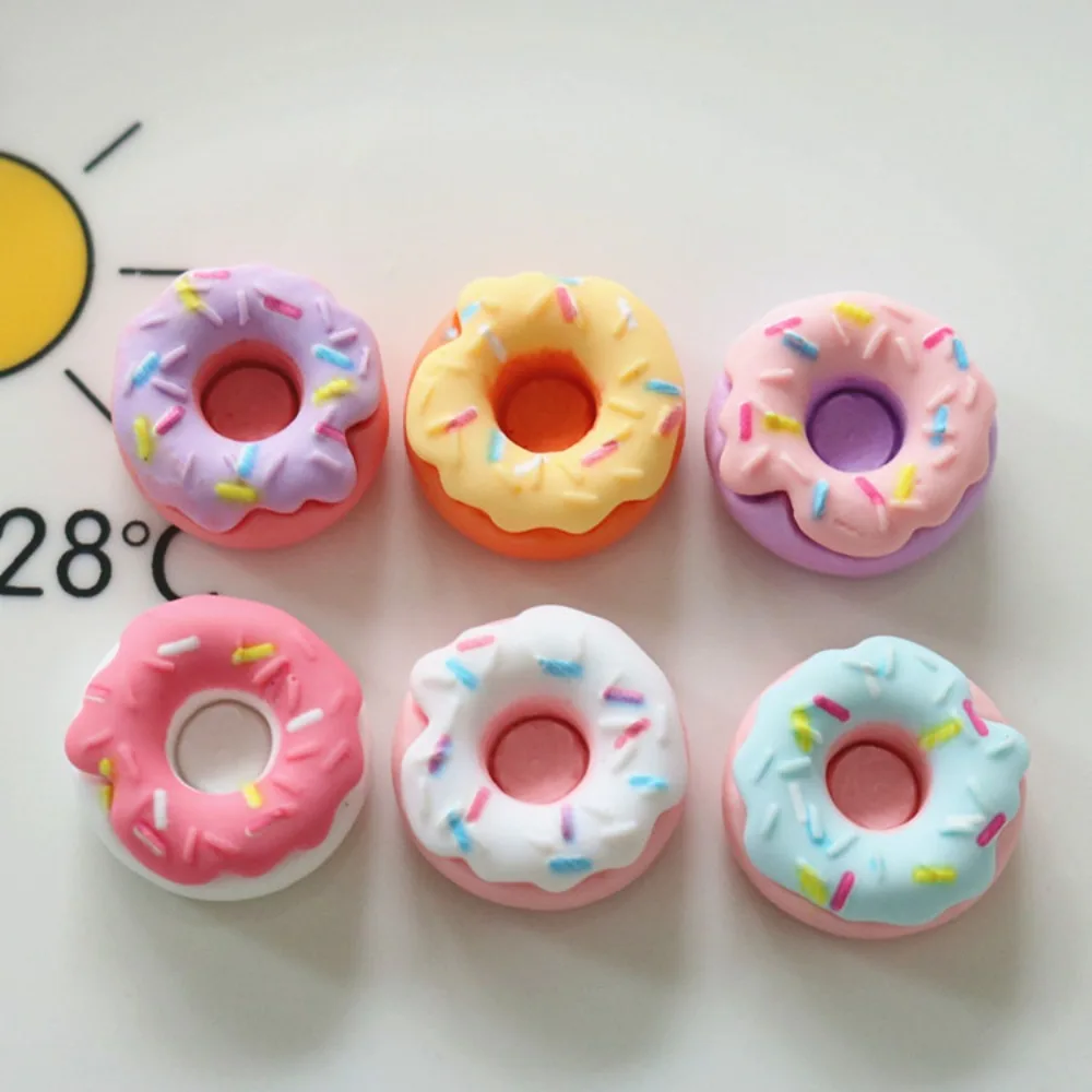 6 Piezas de Mini Donuts Multicolores en 3D, Accesorios de Simulación para Manualidades, Mini Adornos al por Mayor