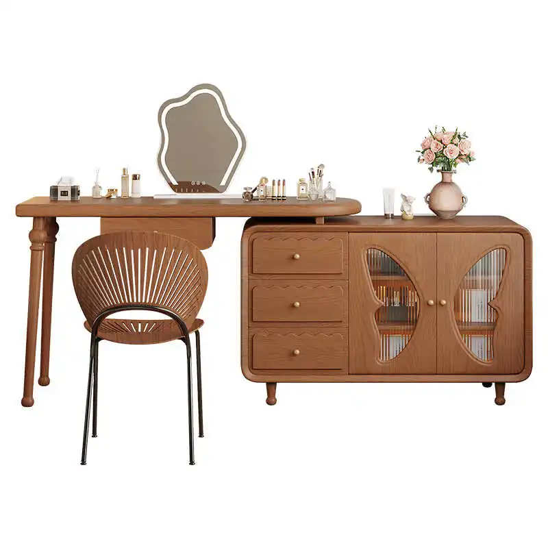 Luxury Box Girl Dresser Eithe Drawers Bedroom Large Women Wooden Dressing Table Storage Mirror Schminktisch Bedroom Furniture