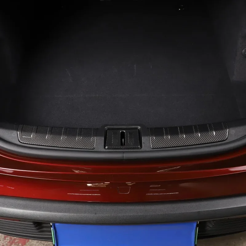 For Porsche Taycan 2019-2024 Real Carbon Fiber Car Trunk Door Sill Protector Strip Cover Trim Car Accessories
