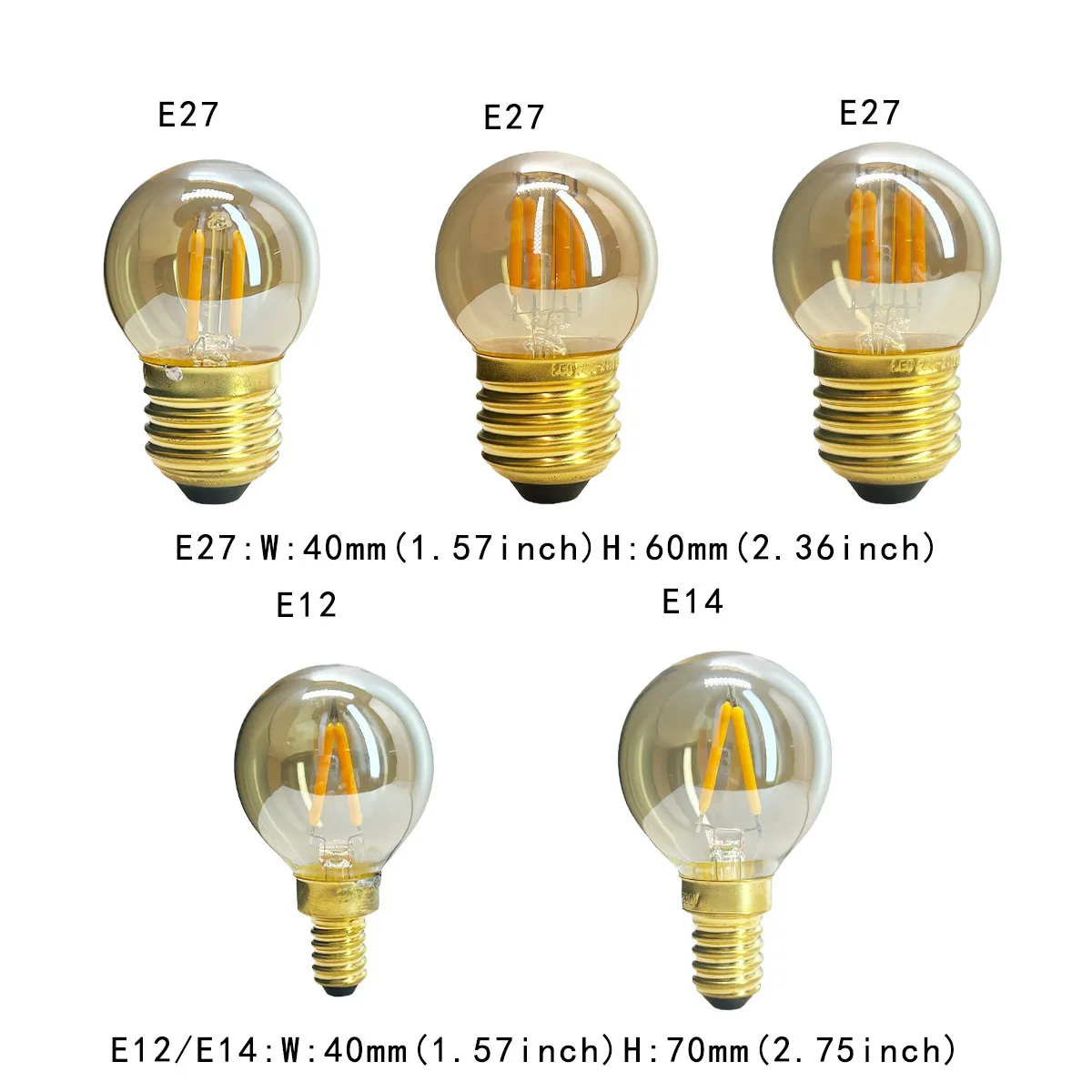 G40 Led Filament Globe Light Bulbs Replace Halogen Warm/Yellow Warm White Cob Energy-Efficient Glass Cover 220V 110V E12 E14 E27