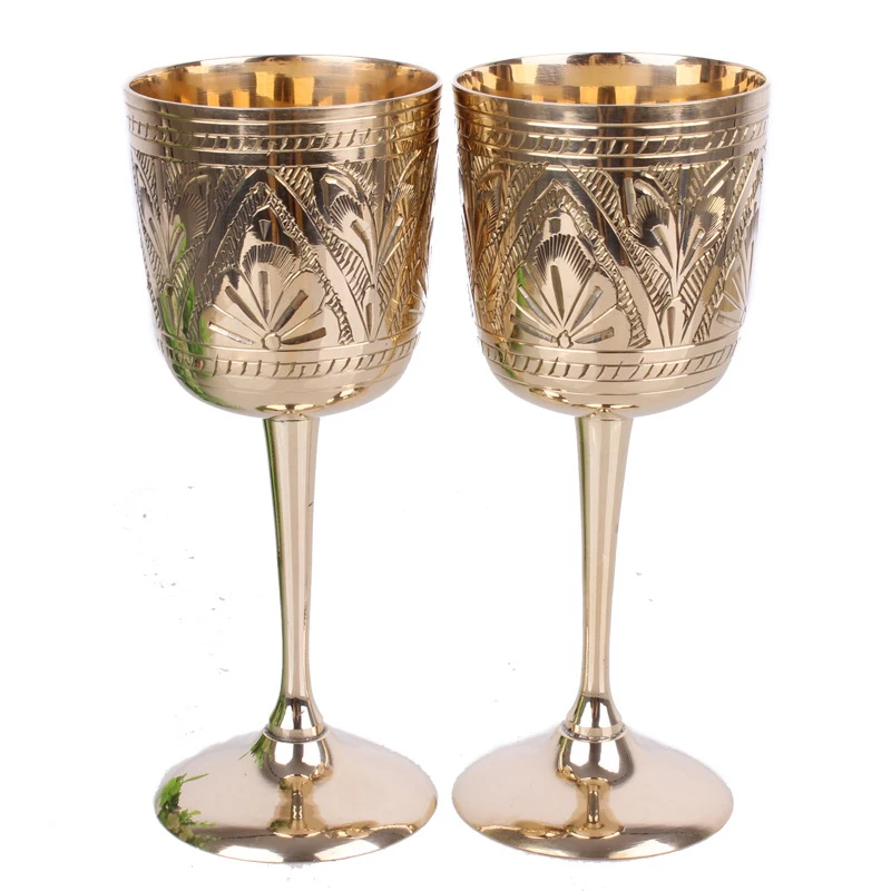 1Pcs 80/180ml/200ml Pure Brass Wine Glass Classical Wine Cup Handmade Small Goblet Home Bar Party Copper Wine Glass Mug