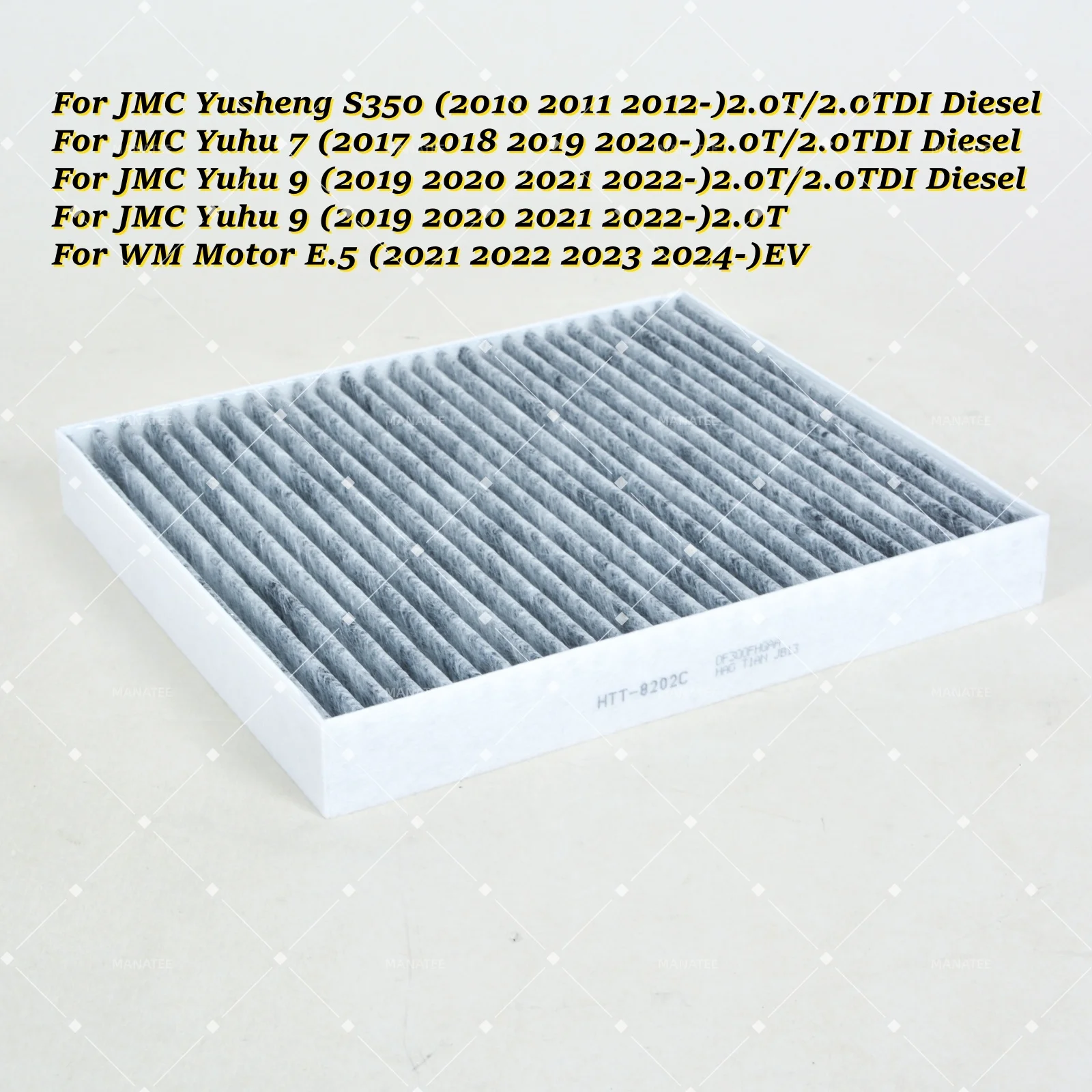 Filtro de Aire para Cabina de Auto para JMC Yusheng S350 2010 2011- /Yuhu 7 2017 2018- /Yuhu 9 2019 2020- 2.0T/2.0TDI Diésel WM Motor E.5 2021-