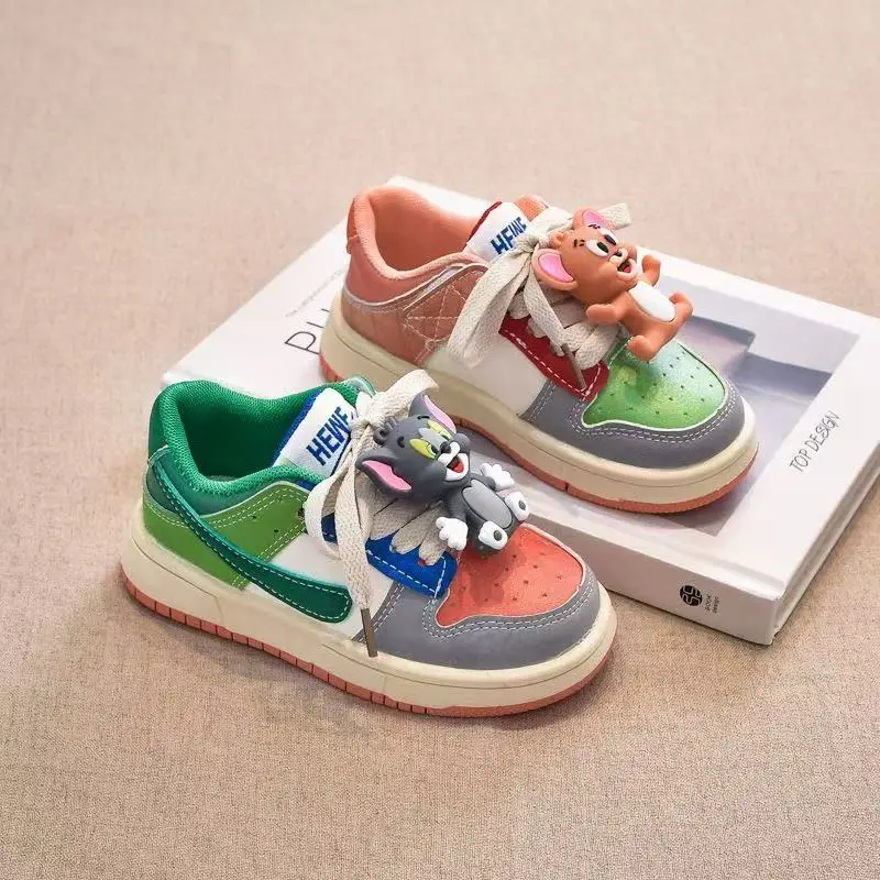 ص ‌ إيل صور 2025 جديد ربيع الخريف لطيف القط والفأر الكرتون الفتيات الأطفال أطفال أحذية رسمية sprots حذاء كاجوال الشقق