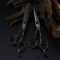 Professional JP440c steel 6 '' Black hair scissors haircut cut scissor thinning barber makas cutting shears hairdresser scissors